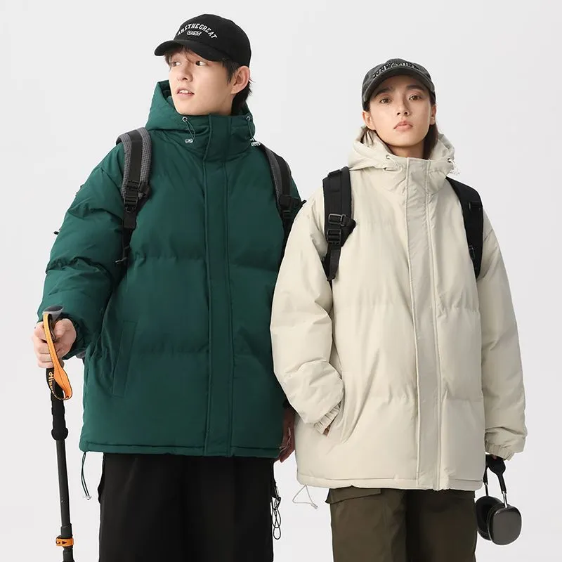 Relaxed-fit Full Zip Hooded Puffer Jacket in Solid Color