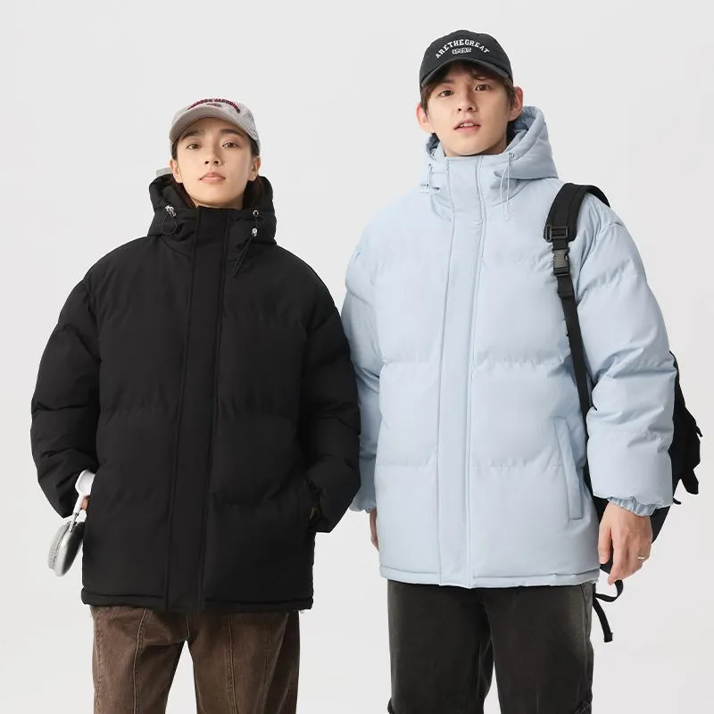 Relaxed-fit Full Zip Hooded Puffer Jacket in Solid Color