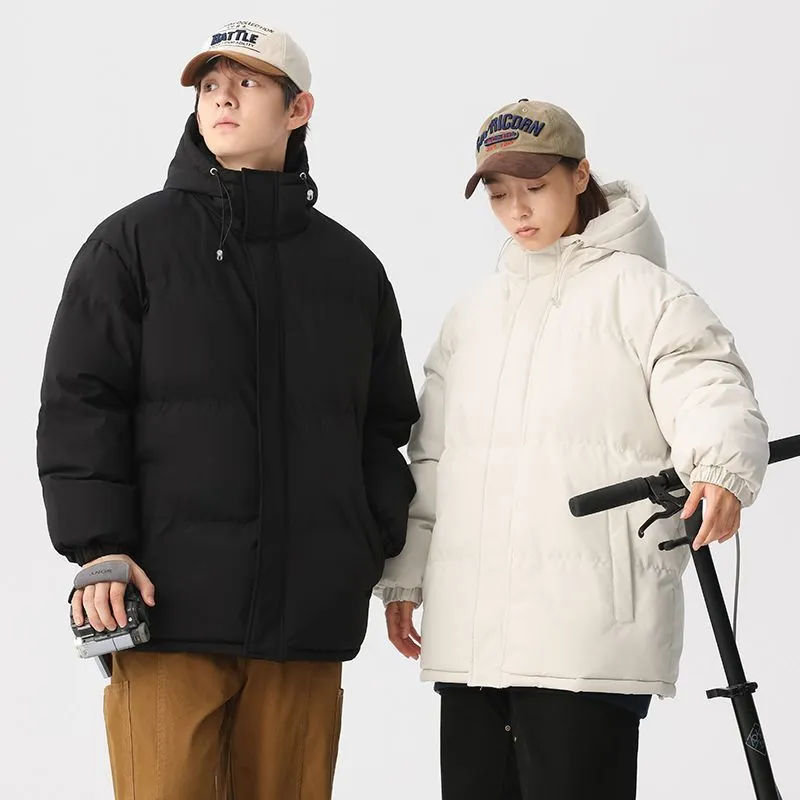 Relaxed-fit Full Zip Hooded Puffer Jacket in Solid Color