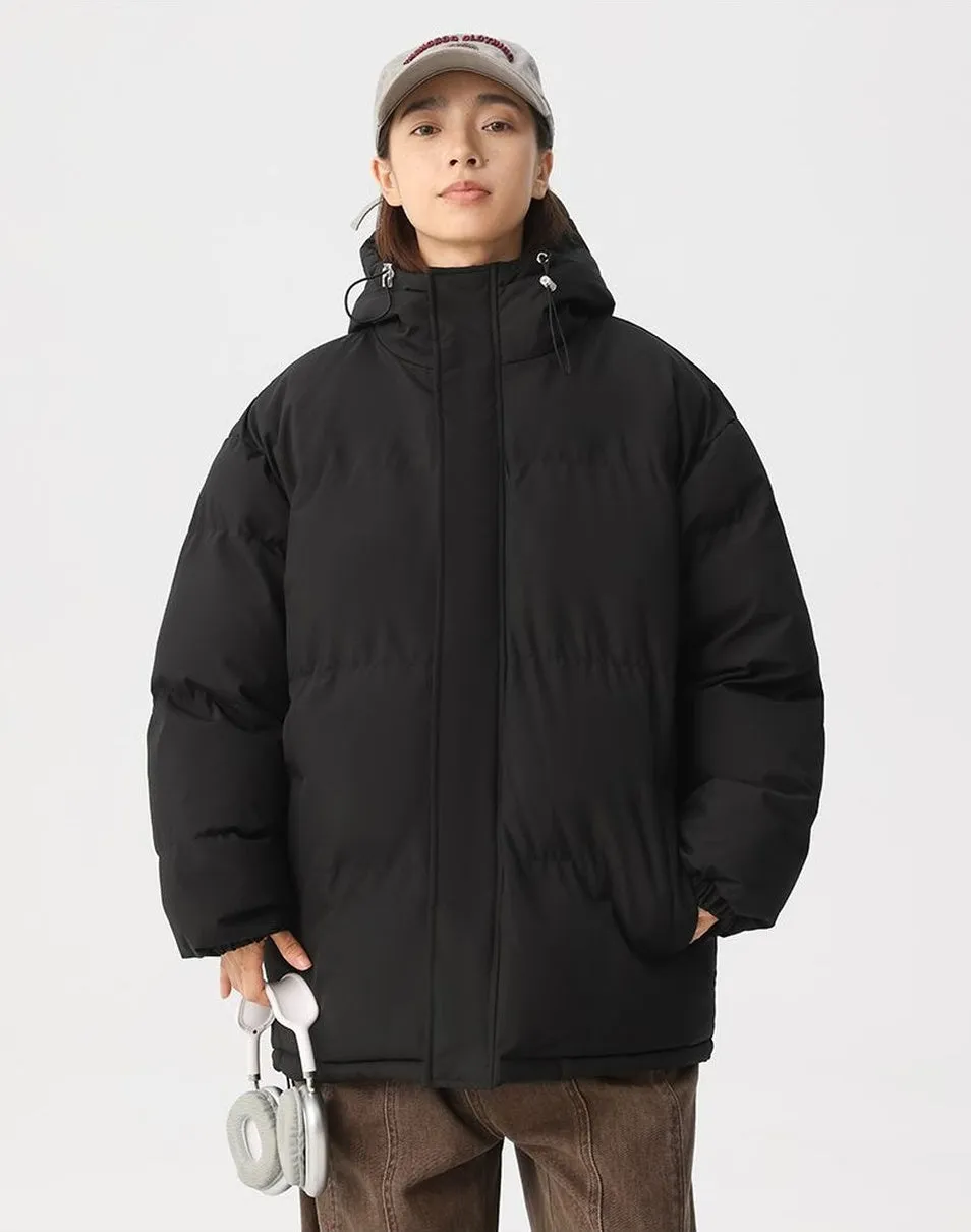 Relaxed-fit Full Zip Hooded Puffer Jacket in Solid Color