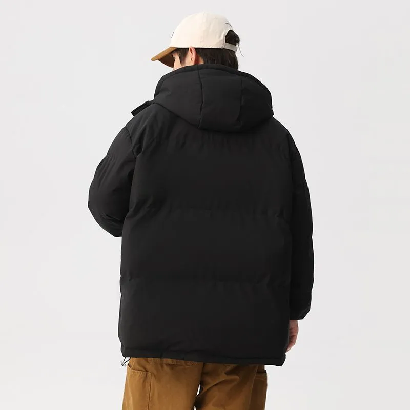 Relaxed-fit Full Zip Hooded Puffer Jacket in Solid Color