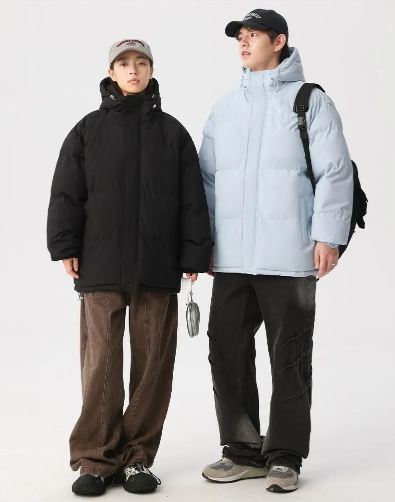 Relaxed-fit Full Zip Hooded Puffer Jacket in Solid Color