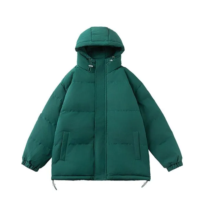 Relaxed-fit Full Zip Hooded Puffer Jacket in Solid Color