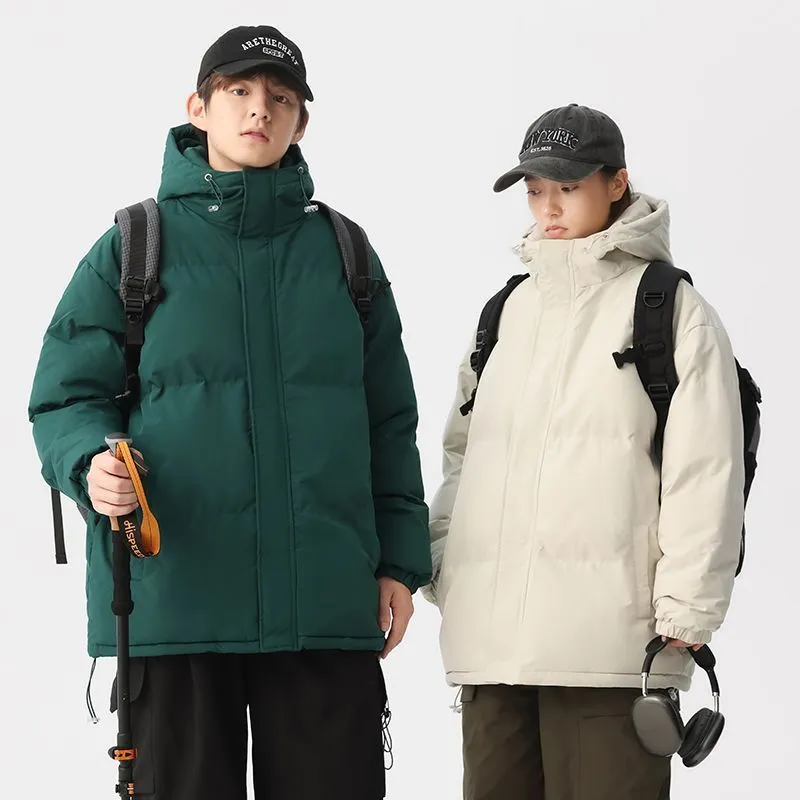 Relaxed-fit Full Zip Hooded Puffer Jacket in Solid Color