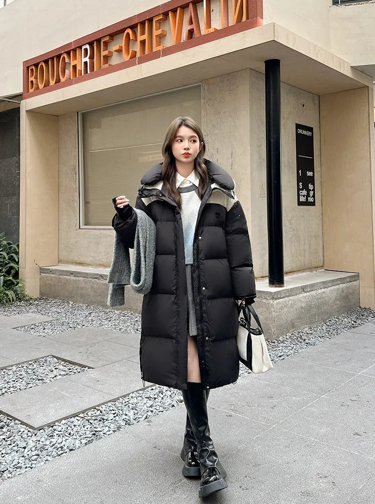 Relaxed-fit Knee-length Padded Puffer Jacket Perfect for Winter