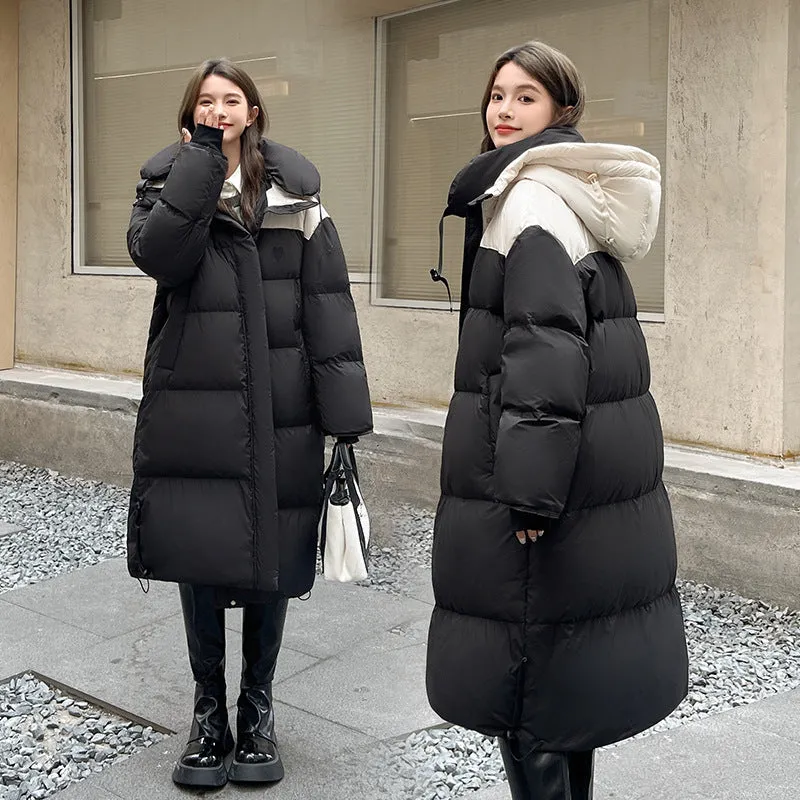 Relaxed-fit Knee-length Padded Puffer Jacket Perfect for Winter