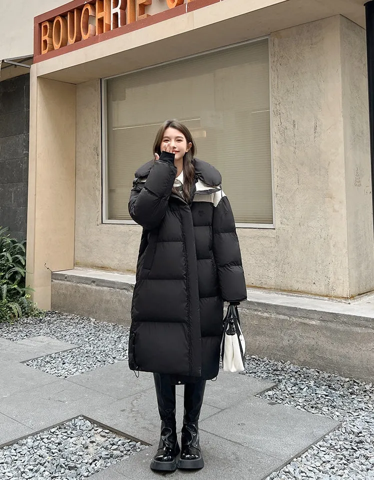 Relaxed-fit Knee-length Padded Puffer Jacket Perfect for Winter