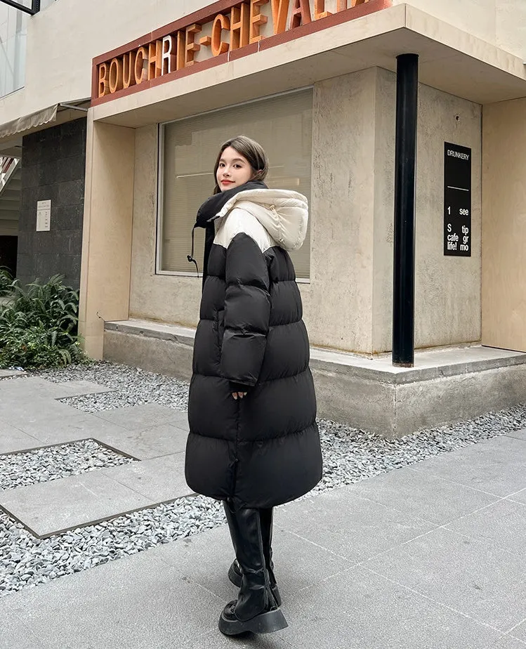Relaxed-fit Knee-length Padded Puffer Jacket Perfect for Winter