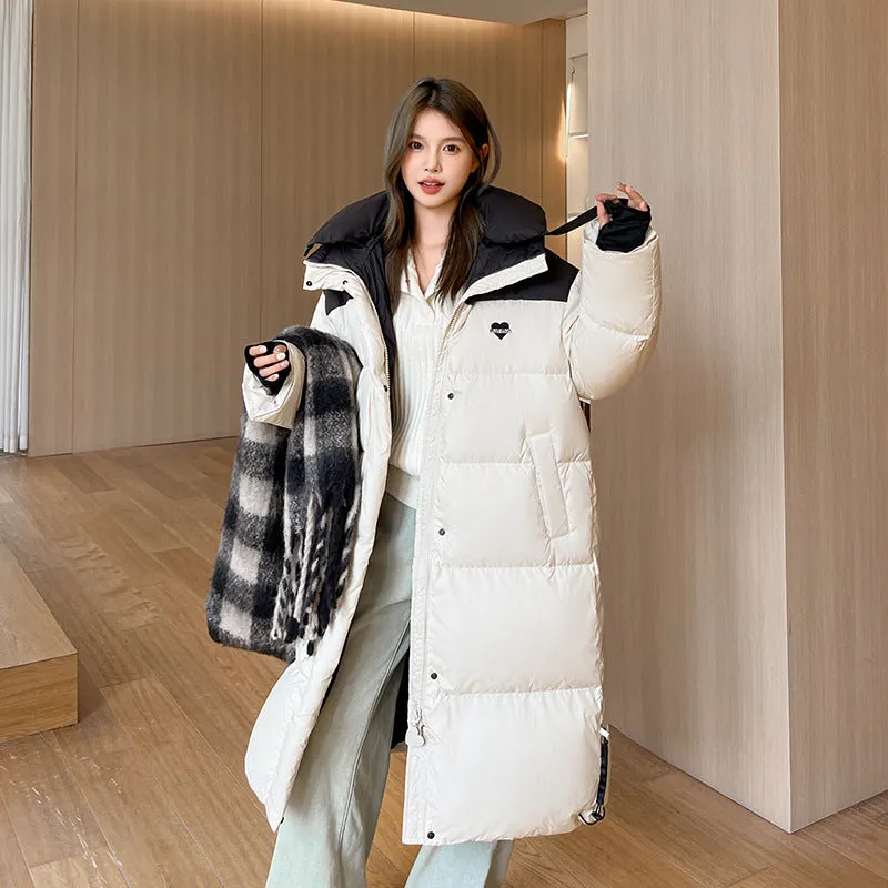 Relaxed-fit Knee-length Padded Puffer Jacket Perfect for Winter