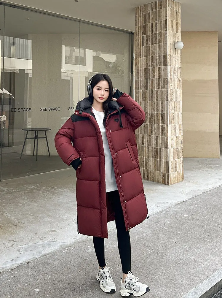 Relaxed-fit Knee-length Padded Puffer Jacket Perfect for Winter