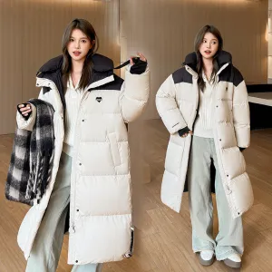 Relaxed-fit Knee-length Padded Puffer Jacket Perfect for Winter