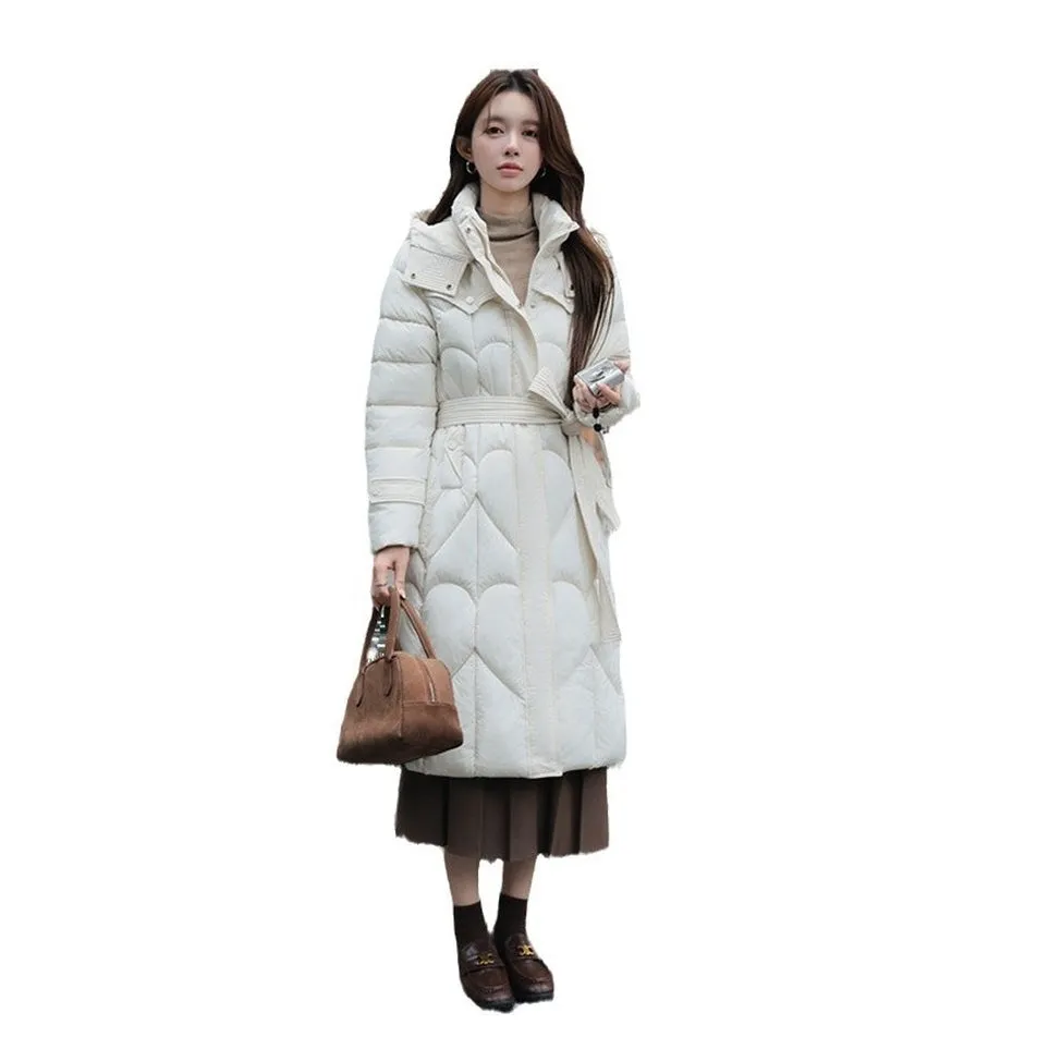 Relaxed-fit Knee-length Padded Puffer Jacket Perfect for Winter