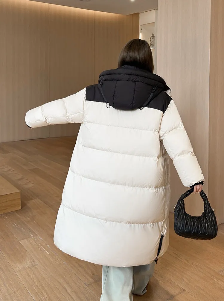 Relaxed-fit Knee-length Padded Puffer Jacket Perfect for Winter