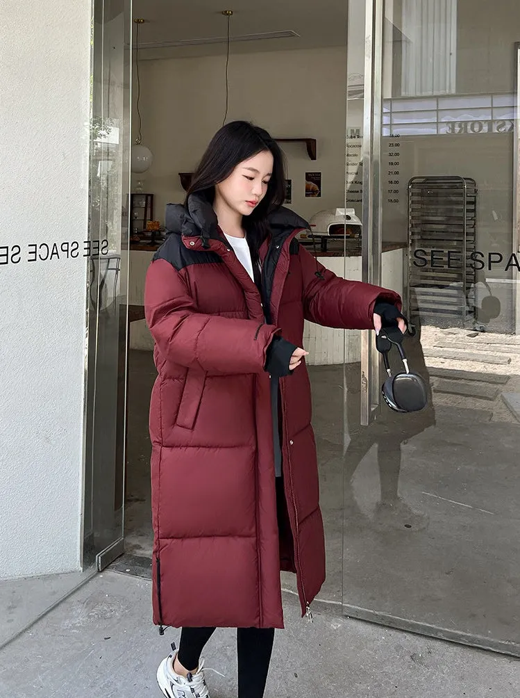 Relaxed-fit Knee-length Padded Puffer Jacket Perfect for Winter