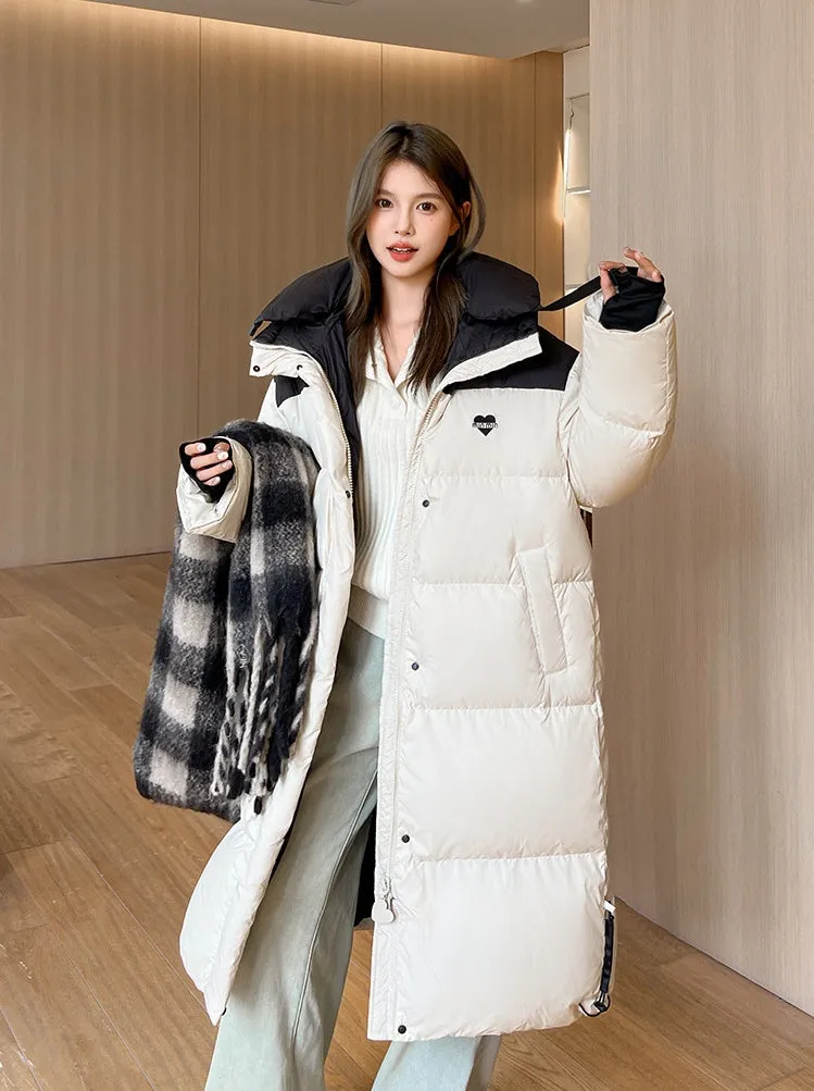 Relaxed-fit Knee-length Padded Puffer Jacket Perfect for Winter