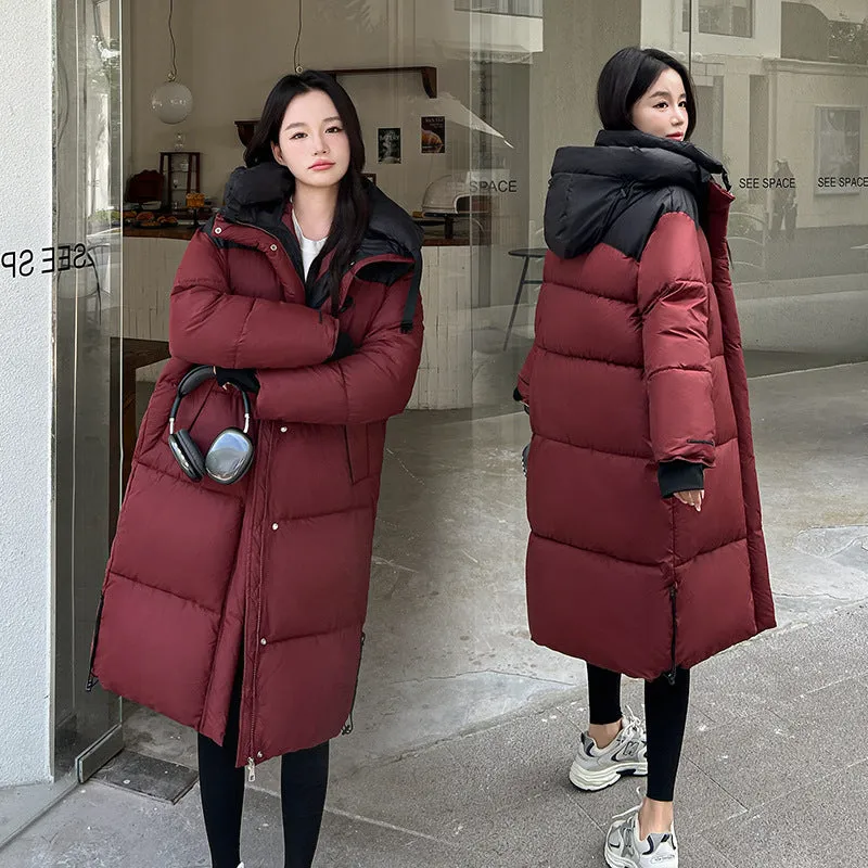 Relaxed-fit Knee-length Padded Puffer Jacket Perfect for Winter