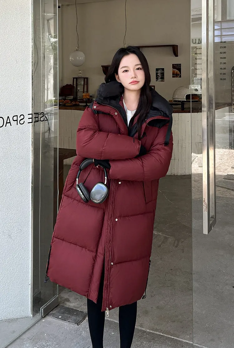 Relaxed-fit Knee-length Padded Puffer Jacket Perfect for Winter