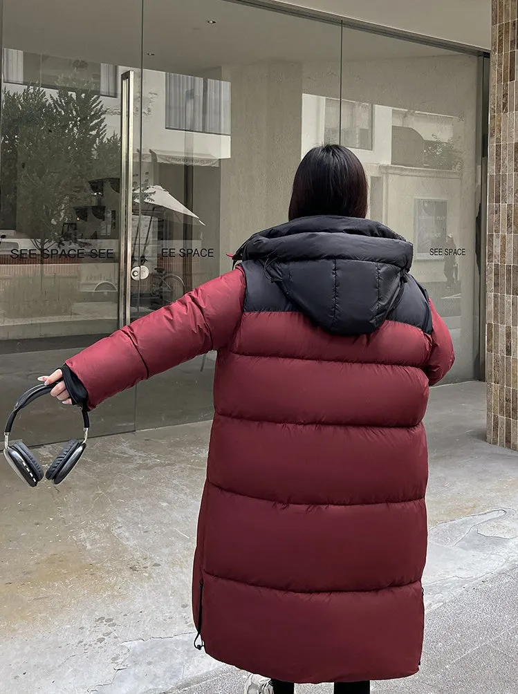 Relaxed-fit Knee-length Padded Puffer Jacket Perfect for Winter