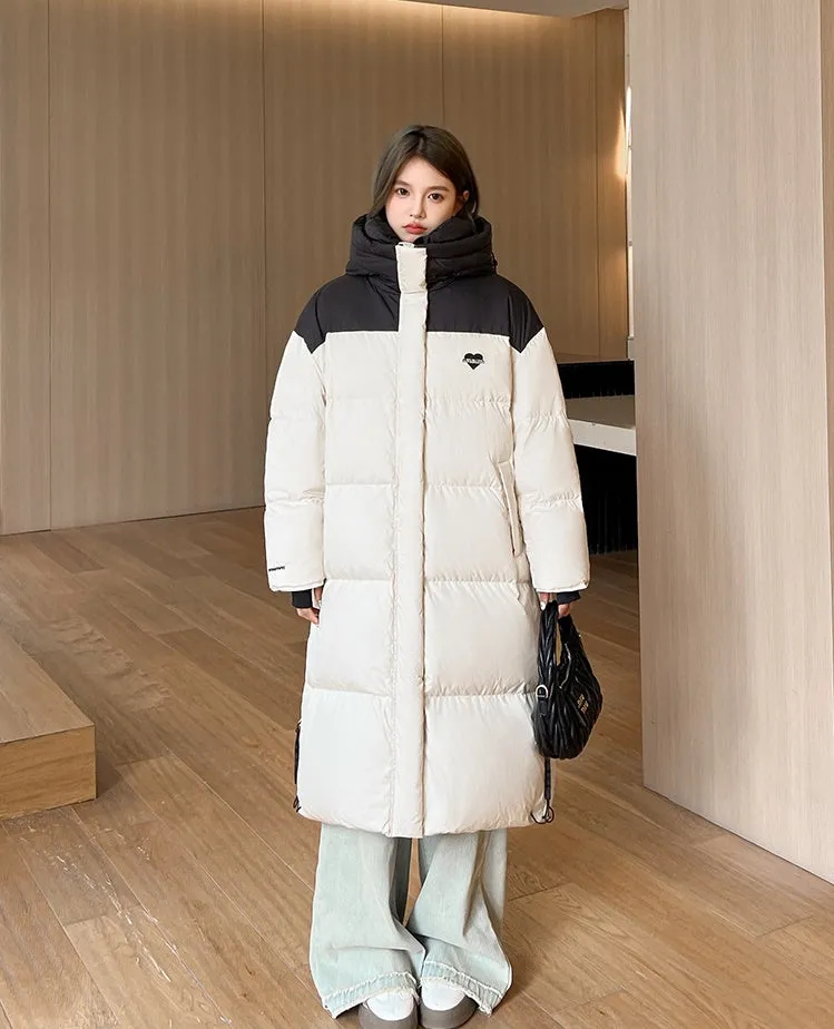 Relaxed-fit Knee-length Padded Puffer Jacket Perfect for Winter