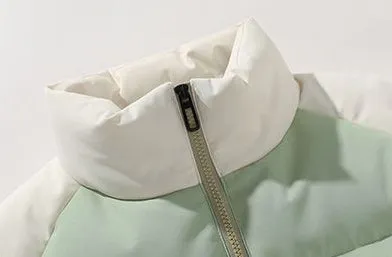 Relaxed-Fit Windproof Puffer Jacket with Stand-Up Collar