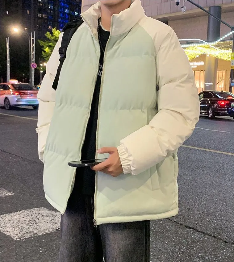 Relaxed-Fit Windproof Puffer Jacket with Stand-Up Collar