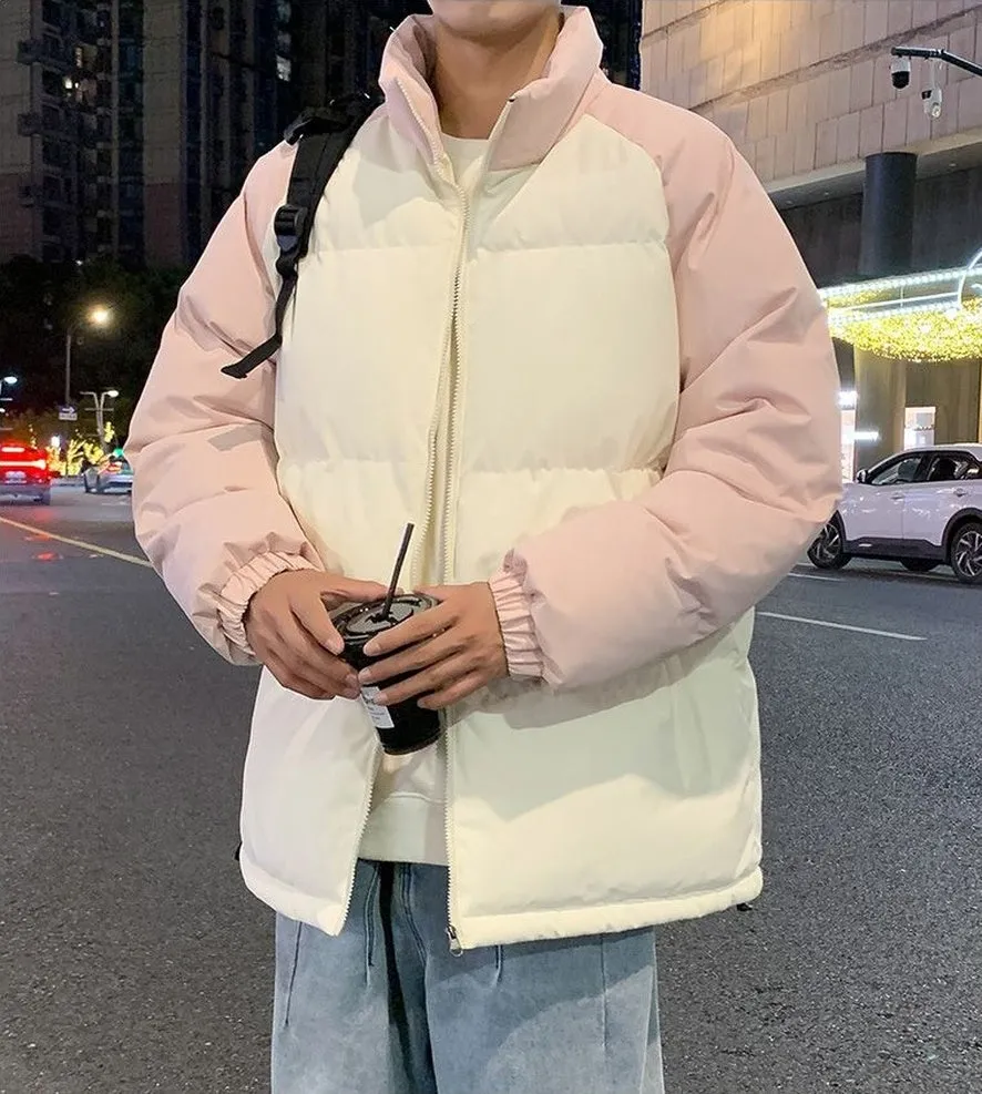 Relaxed-Fit Windproof Puffer Jacket with Stand-Up Collar