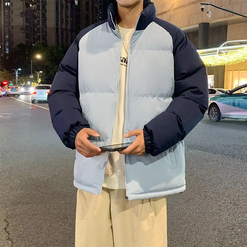 Relaxed-Fit Windproof Puffer Jacket with Stand-Up Collar