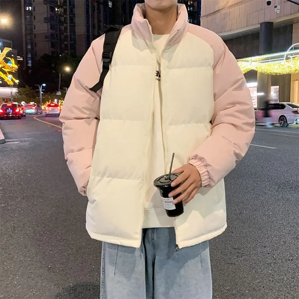 Relaxed-Fit Windproof Puffer Jacket with Stand-Up Collar