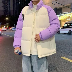 Relaxed-Fit Windproof Puffer Jacket with Stand-Up Collar