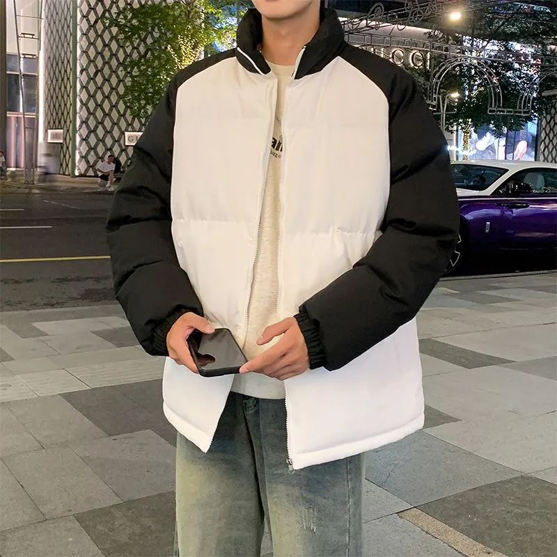 Relaxed-Fit Windproof Puffer Jacket with Stand-Up Collar
