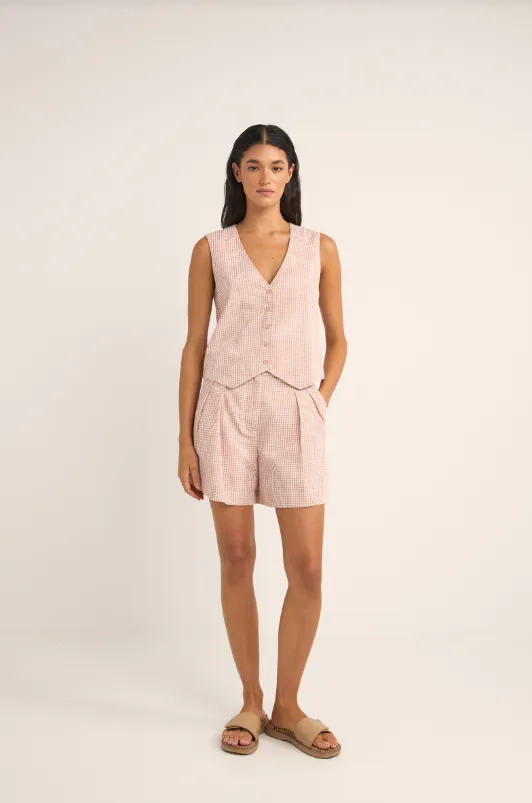 Rhythm Lola Check Short in Dusty Pink
