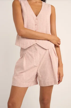Rhythm Lola Check Short in Dusty Pink