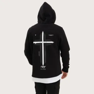 Ruthin Layered Hoodie Jet Black