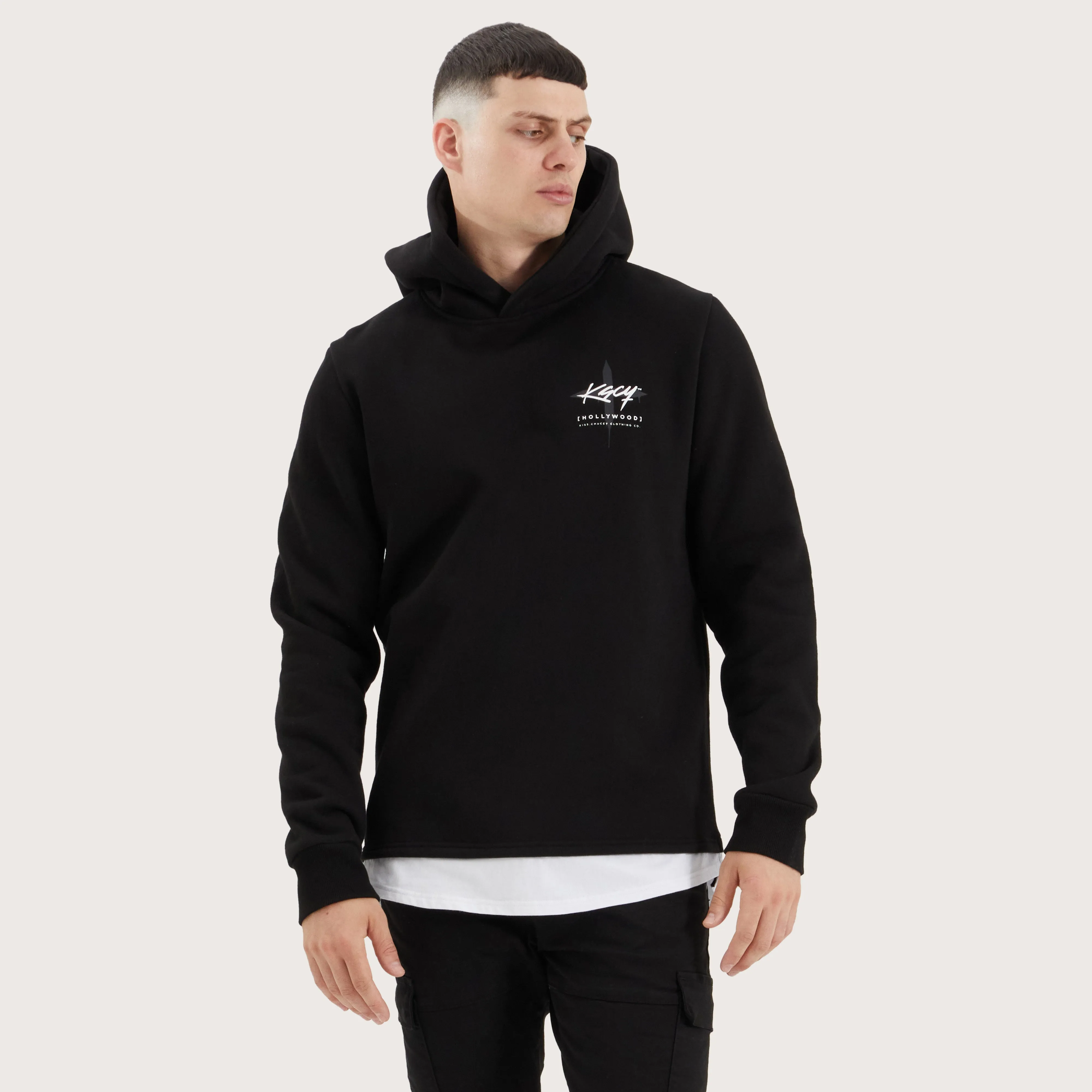 Ruthin Layered Hoodie Jet Black