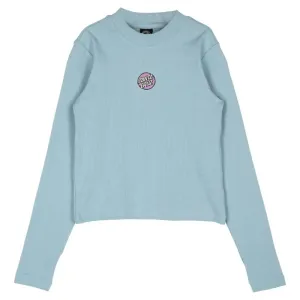 Santa Cruz Womens L/S T-Shirt Other Dot Em Mock Neck L/S Top - Sea Ice