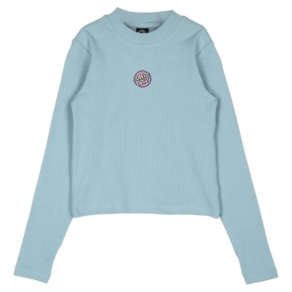 Santa Cruz Womens L/S T-Shirt Other Dot Em Mock Neck L/S Top - Sea Ice