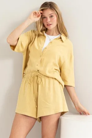 Set-Button-Front Top and Shorts Set