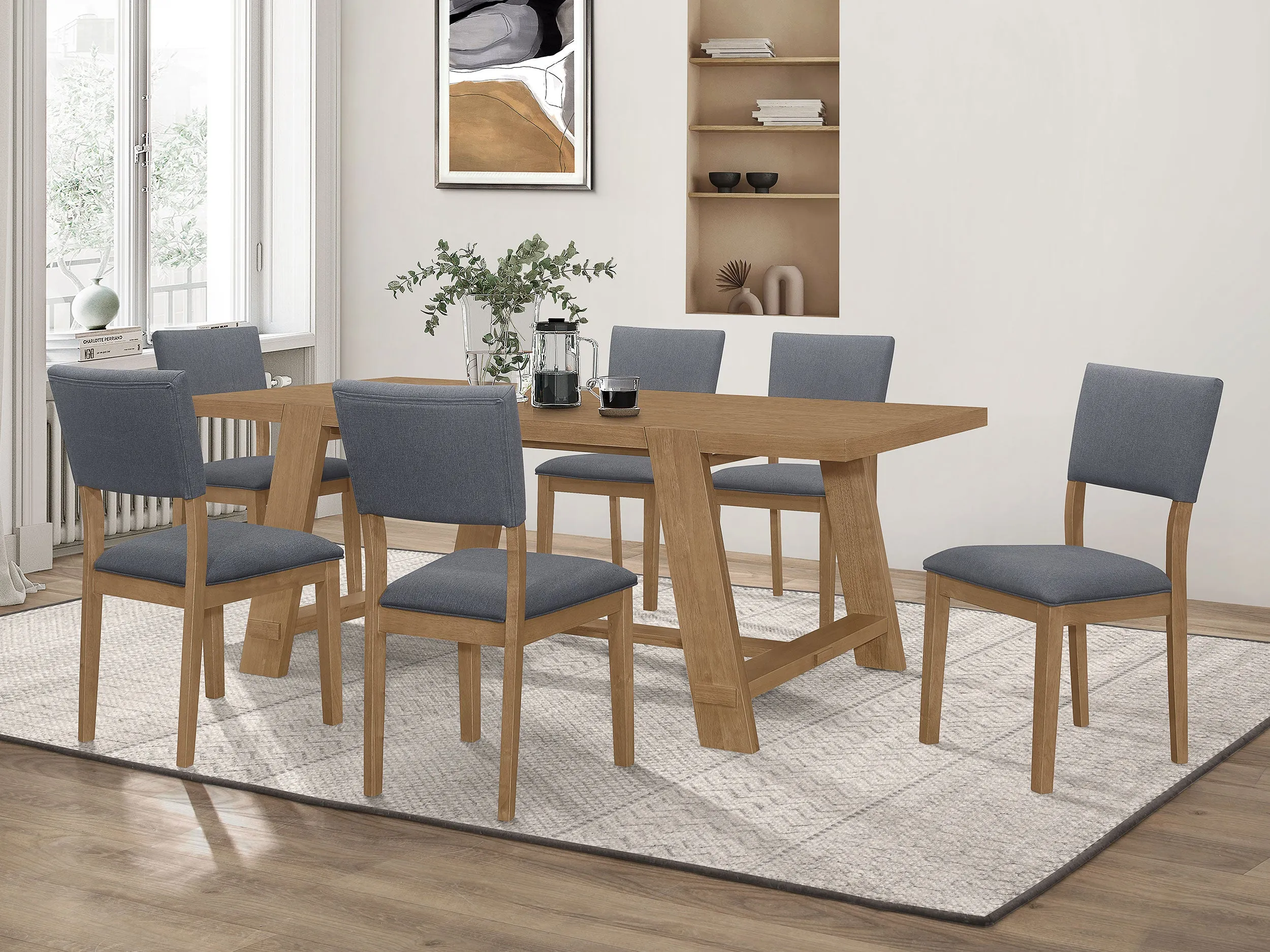 Sharon Rectangular 84-inch Wood Trestle Dining Table Brown