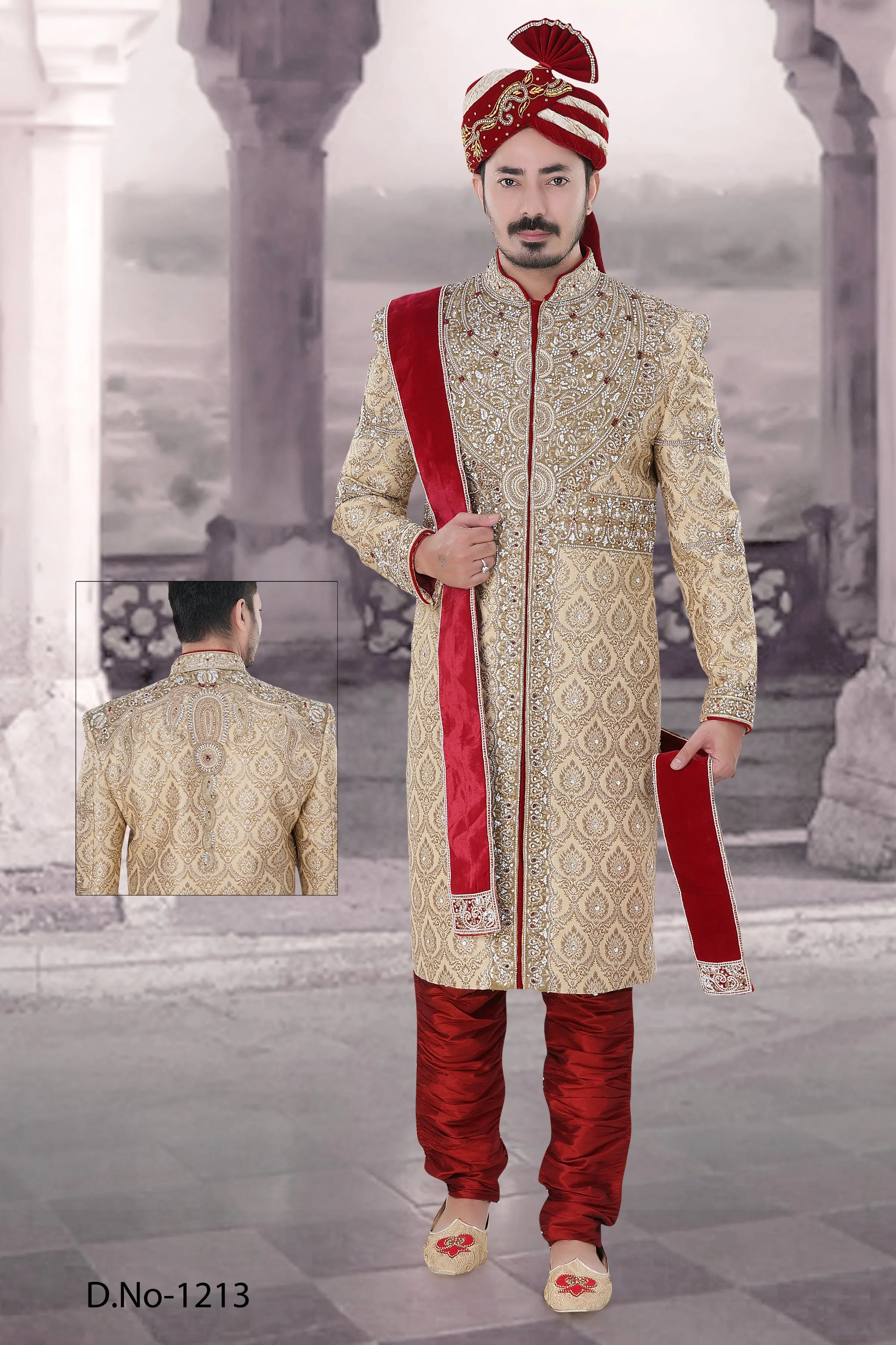 Sherwani (Custom Tailored) - (D.No.-1213)