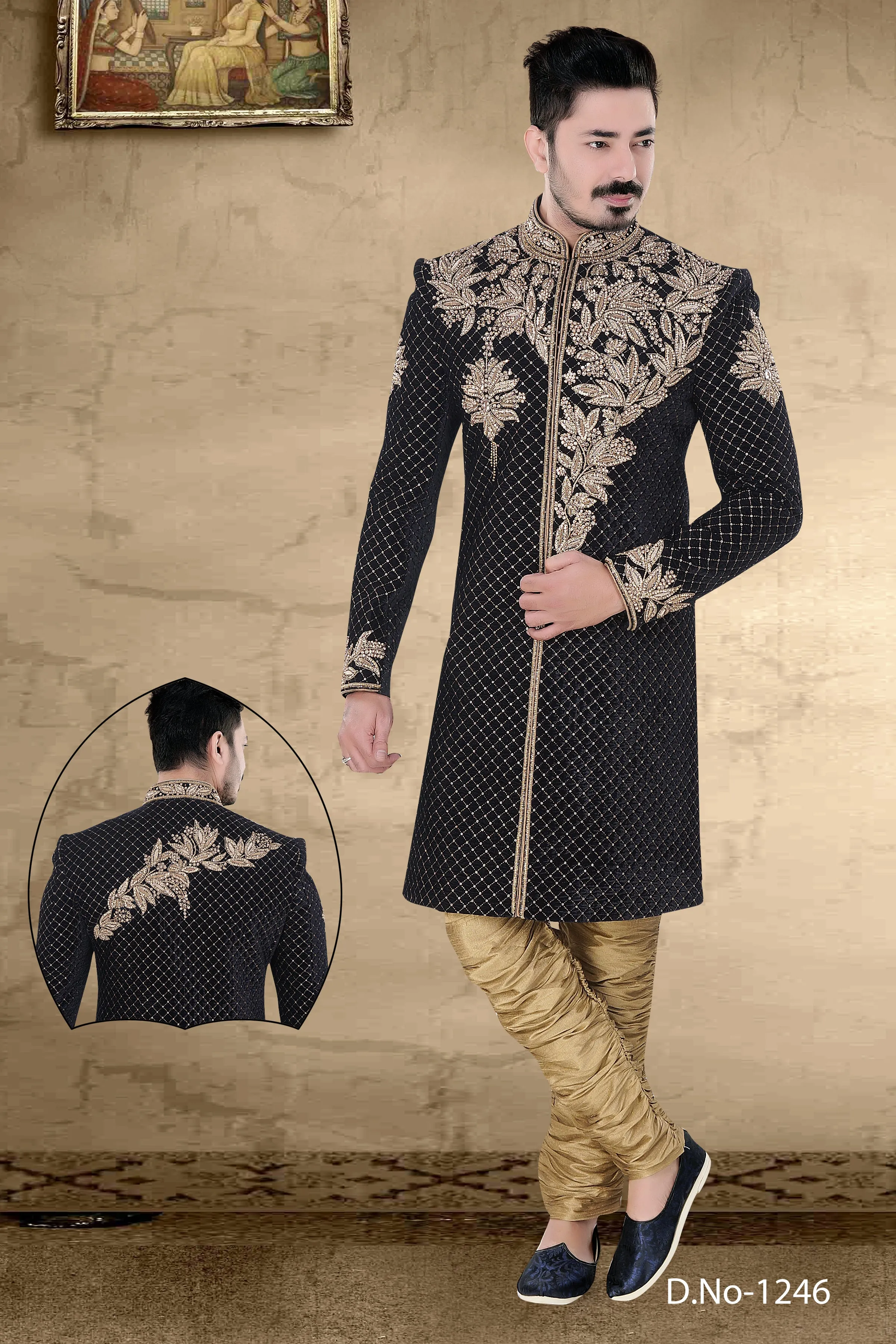 Sherwani (Custom Tailored) - (D.No.-1246)