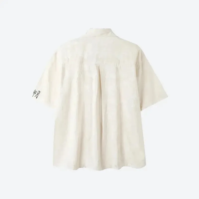 Short-Sleeve Shirt with Rose Embroidery for a Y2K Look