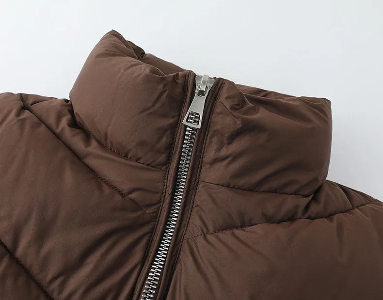 Solid and Stylish Zip-up Raincoat Puffer Jacket