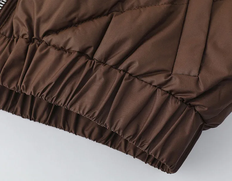 Solid and Stylish Zip-up Raincoat Puffer Jacket