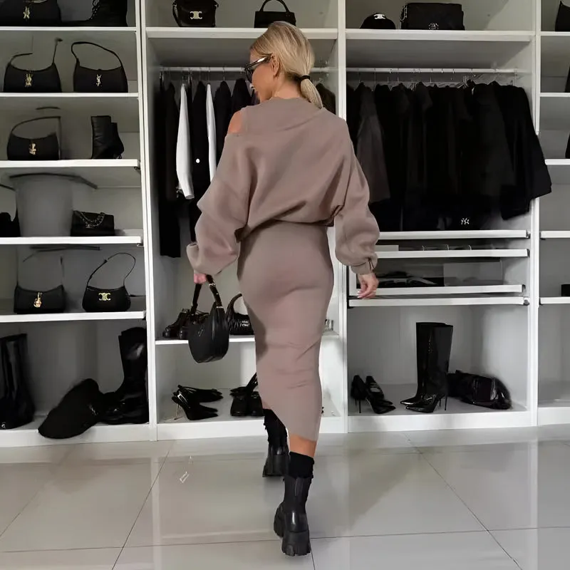 Sophia™ - Chic Two-Piece Ensemble (Dress   Sweater)