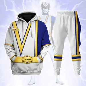 S.P.D White Ranger Hoodies Sweatshirt T-shirt Sweatpants Hawaiian Tracksuit PRHS06 HSQT4259