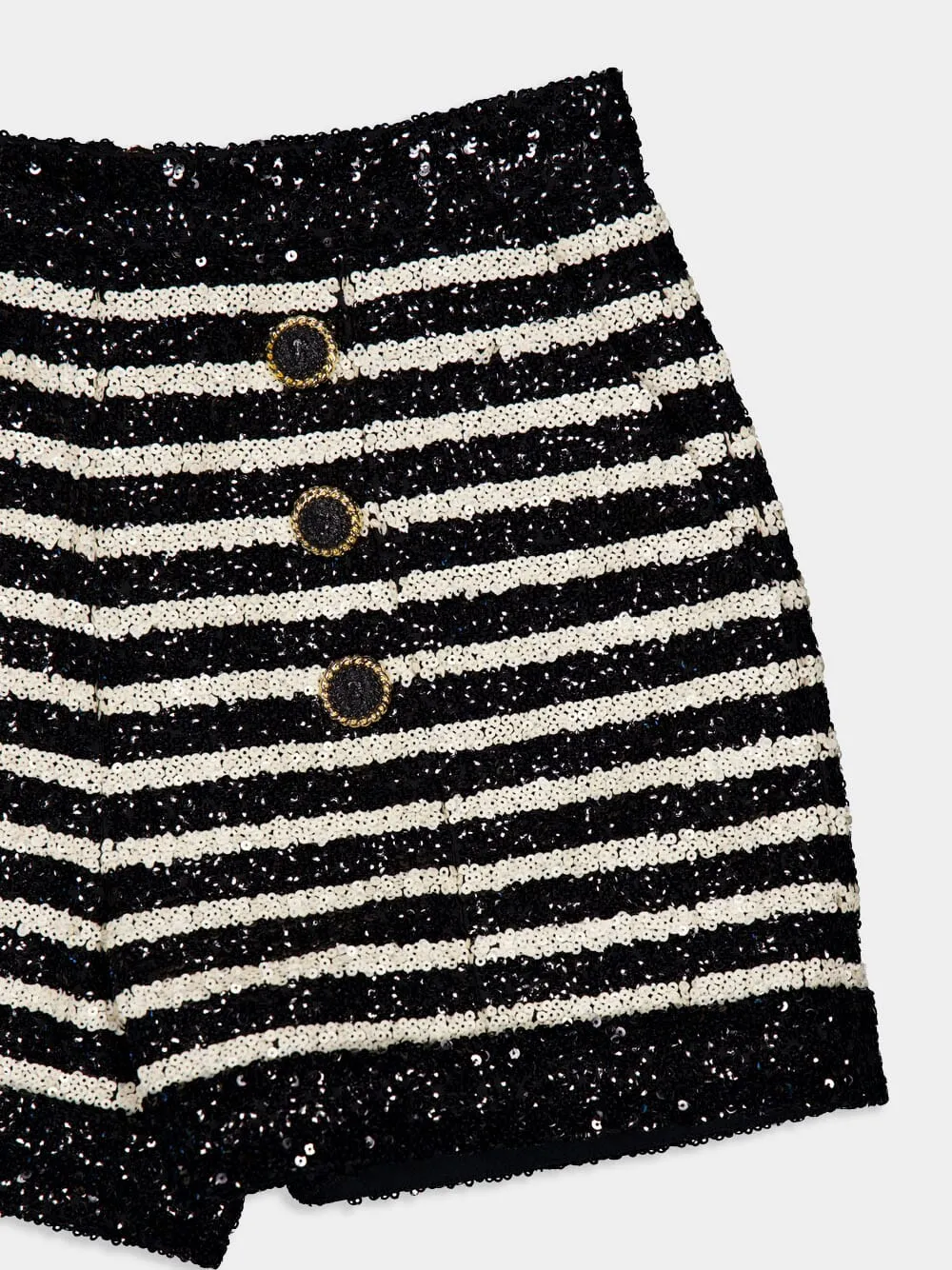 Striped Rhinestone-Embellished Shorts