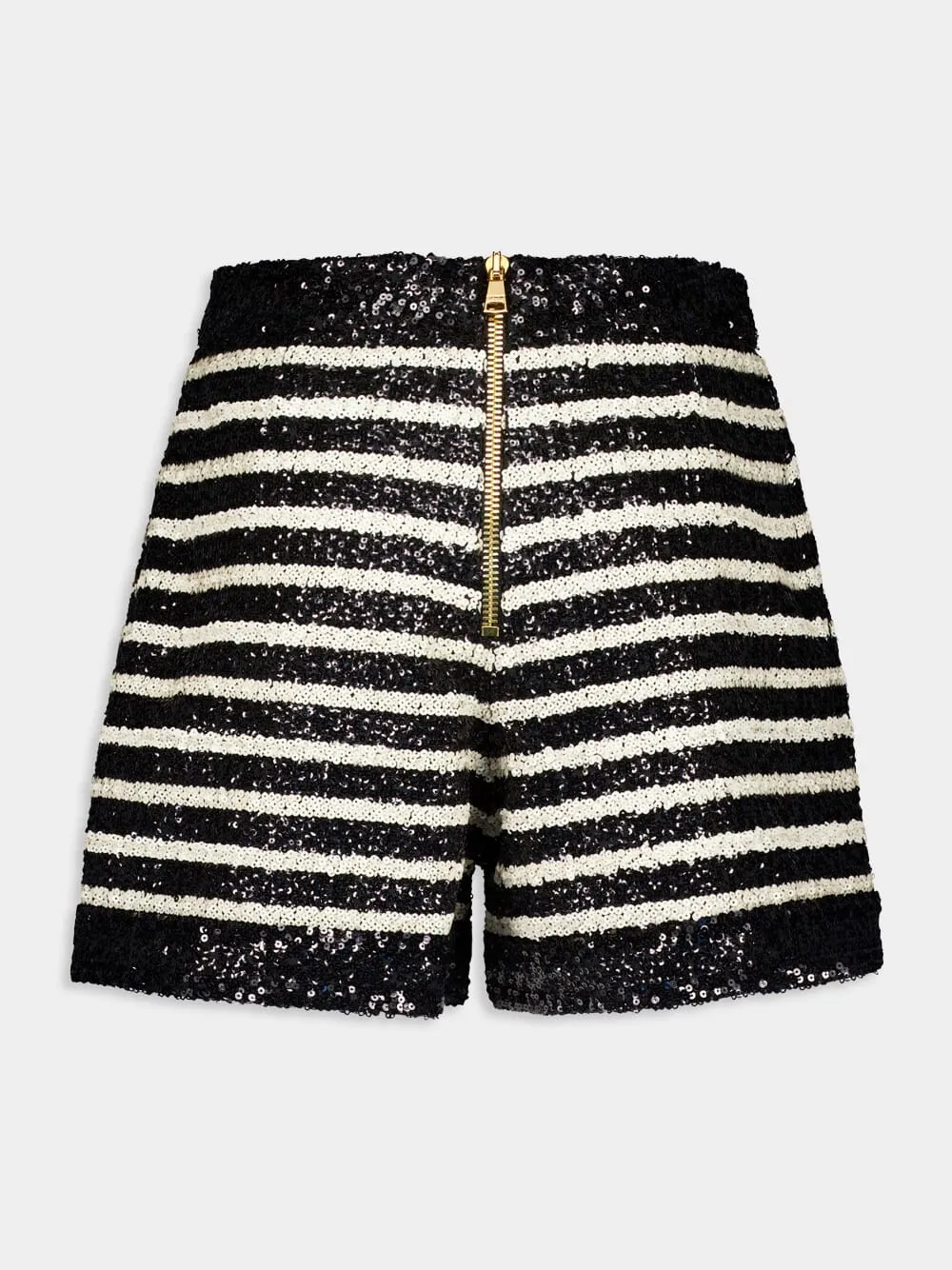 Striped Rhinestone-Embellished Shorts