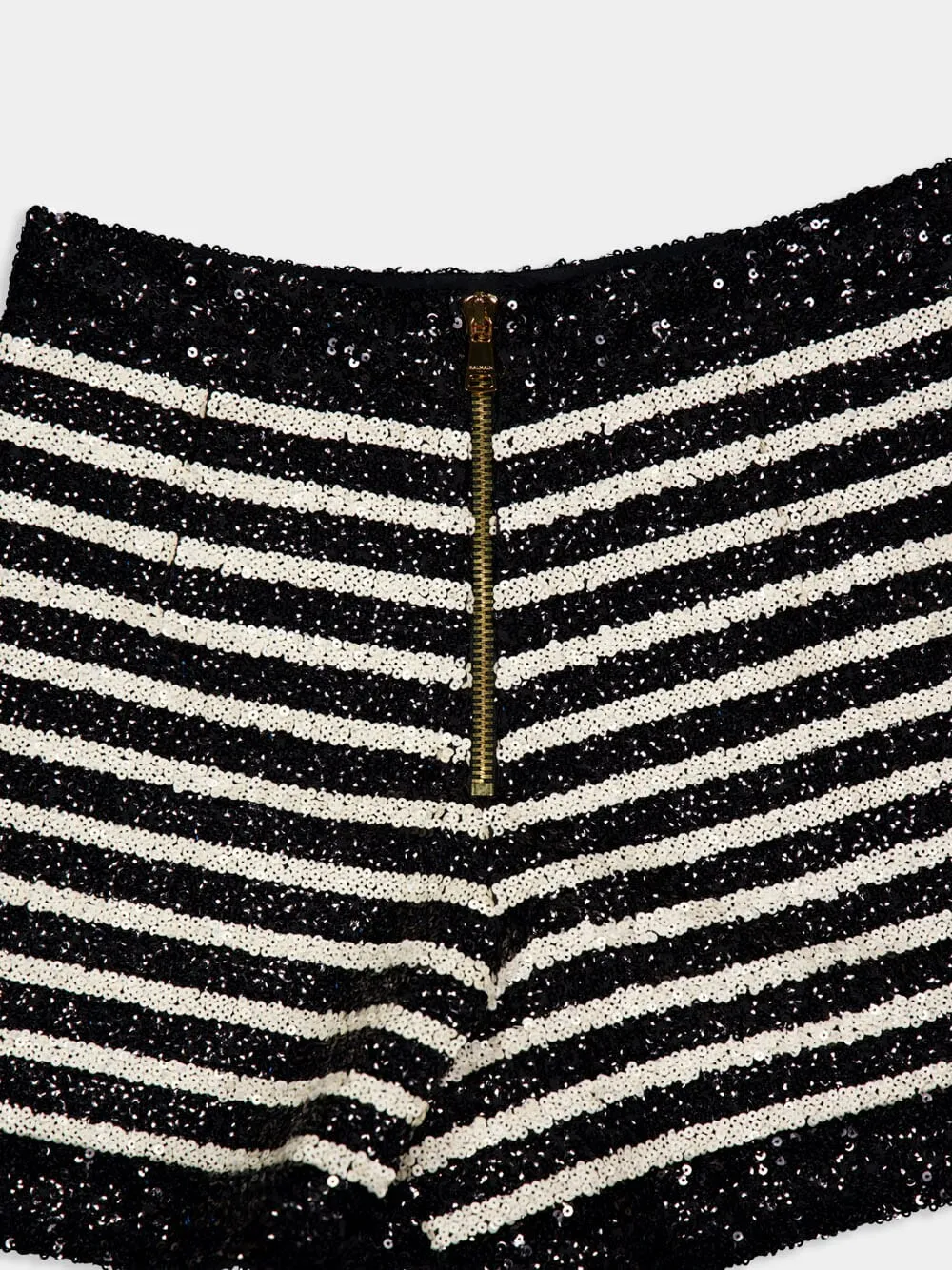 Striped Rhinestone-Embellished Shorts