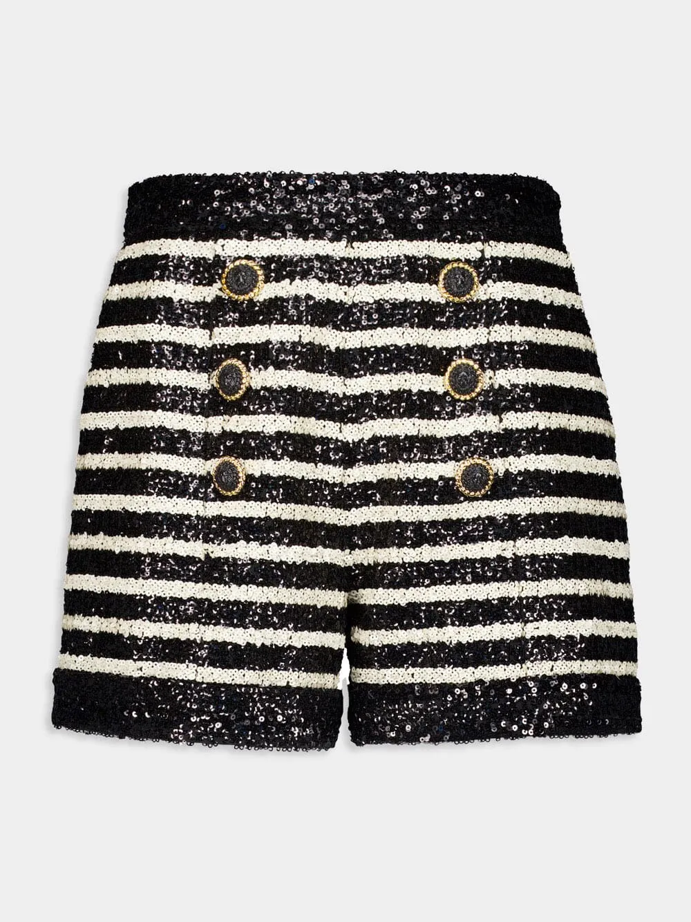 Striped Rhinestone-Embellished Shorts