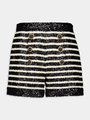 Striped Rhinestone-Embellished Shorts